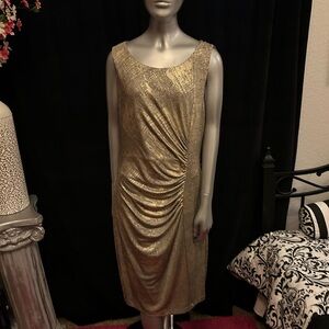 Calvin Klein Gold Draped Midi Dress